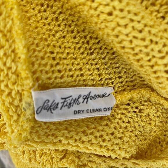Saks Fifth Avenue Vintage Yellow Knit Crochet Disco 70s Maxi Dress Belted Small - Picture 8 of 8